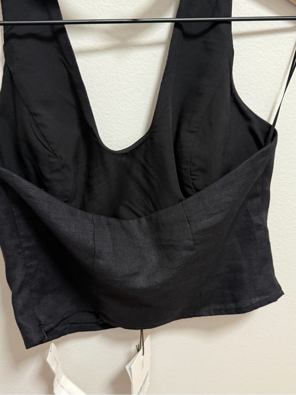 Reformation Sasha black linen top halter cropped tank casual summer trendy NWT 2 - Picture 10 of 10